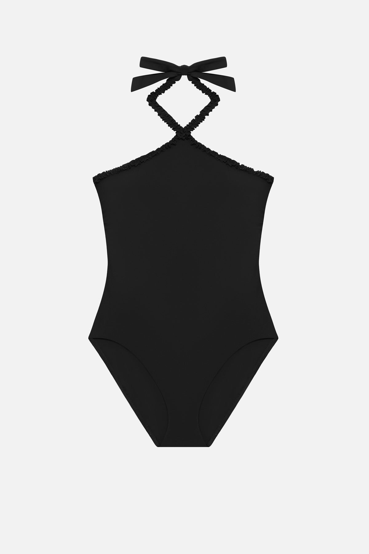 Black high neck one-piece swimsuit